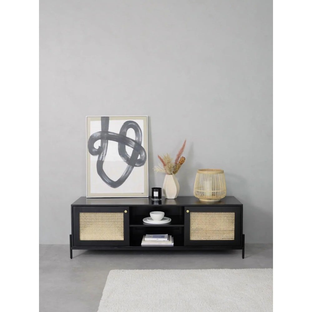 MESA DE TV MICRO CON CANTO GRUESO COLOR ROBLE NEGRO TU MESITA - 1