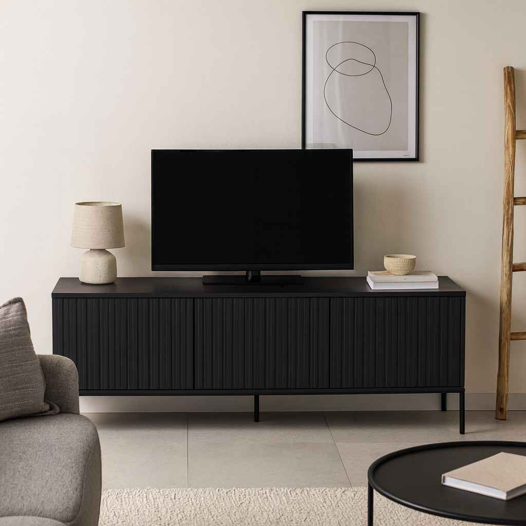 MESA DE TV ACANALADO NET CON CANTO GRUESO COLOR NEGRO TU MESITA - 1