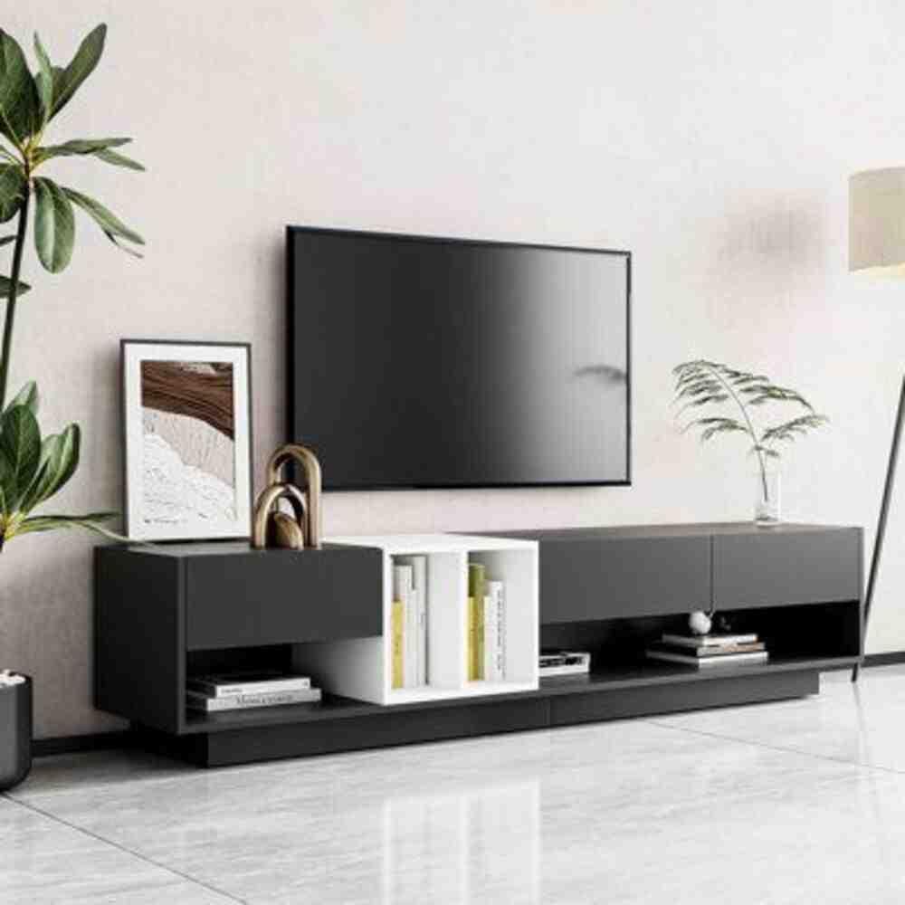 MESA DE TV ORFIA CON CANTO GRUESO COLOR NEGRO\BLANCO TU MESITA - 1