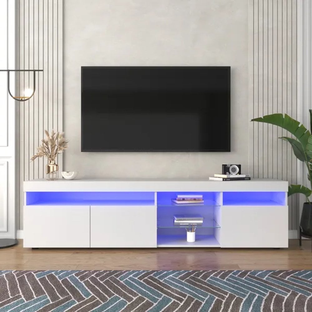 MESA DE TV REY HIGH GLOSS CON PANELES COLOR BLANCO TU MESITA - 2
