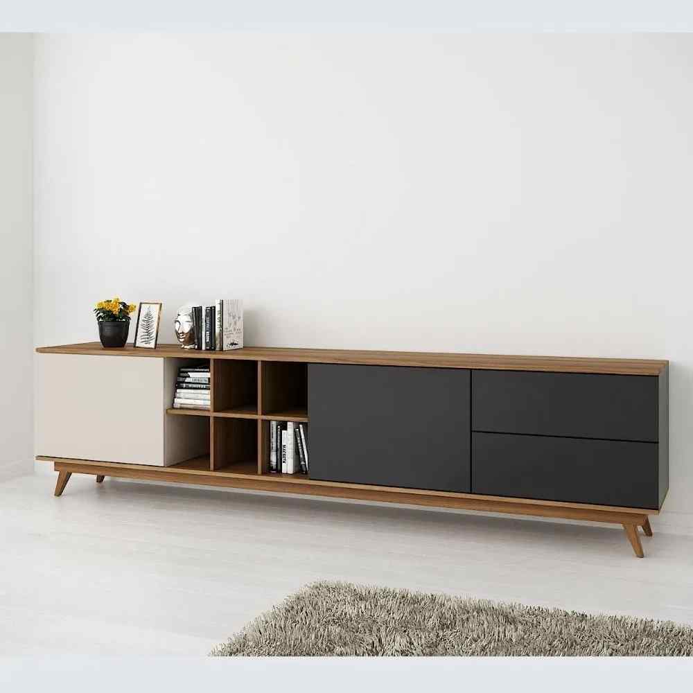 MESA DE TV HYPER CON CANTO GRUESO COLOR CAPRI\NEGRO\CHIAVENNA TU MESITA - 1