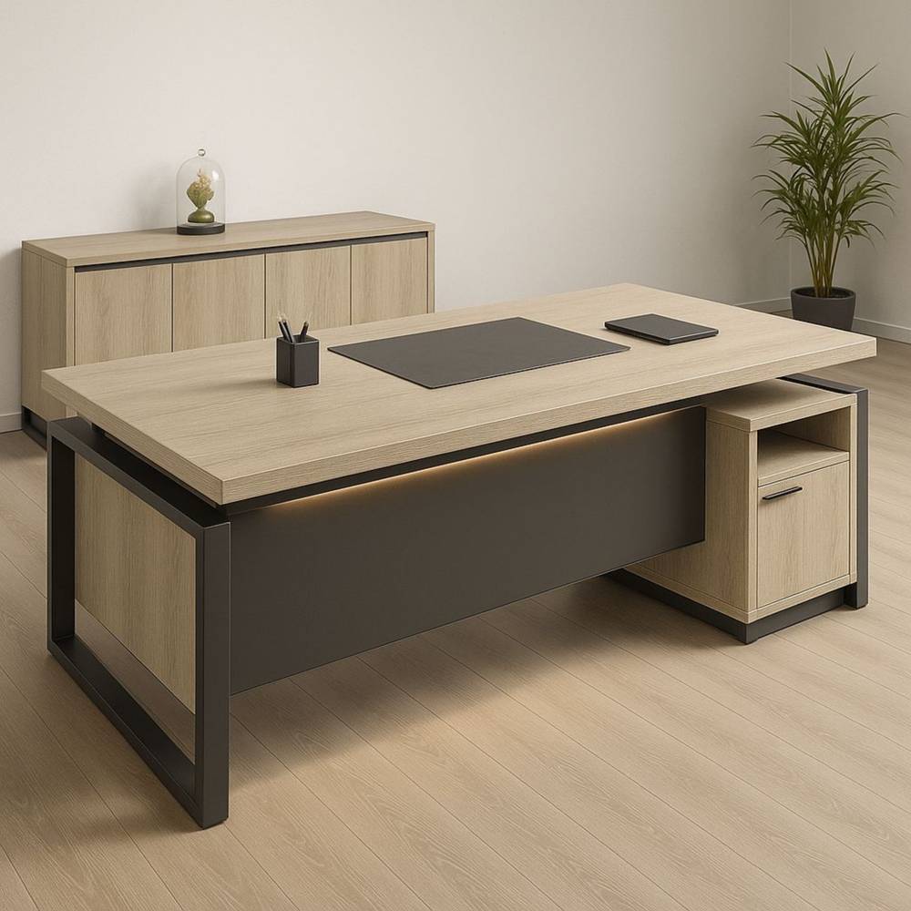 ESCRITORIO RAJKO COLOR ROVERENEGRO TU MESITA CON CAJONERA - 1