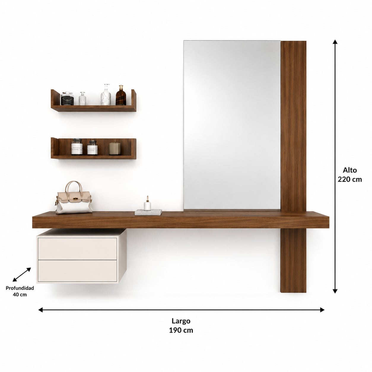 TOCADOR LUXURY KAORI TU MESITA CON ESPEJO XL CATANIA/BLANCO CANTO GRUESO - 3