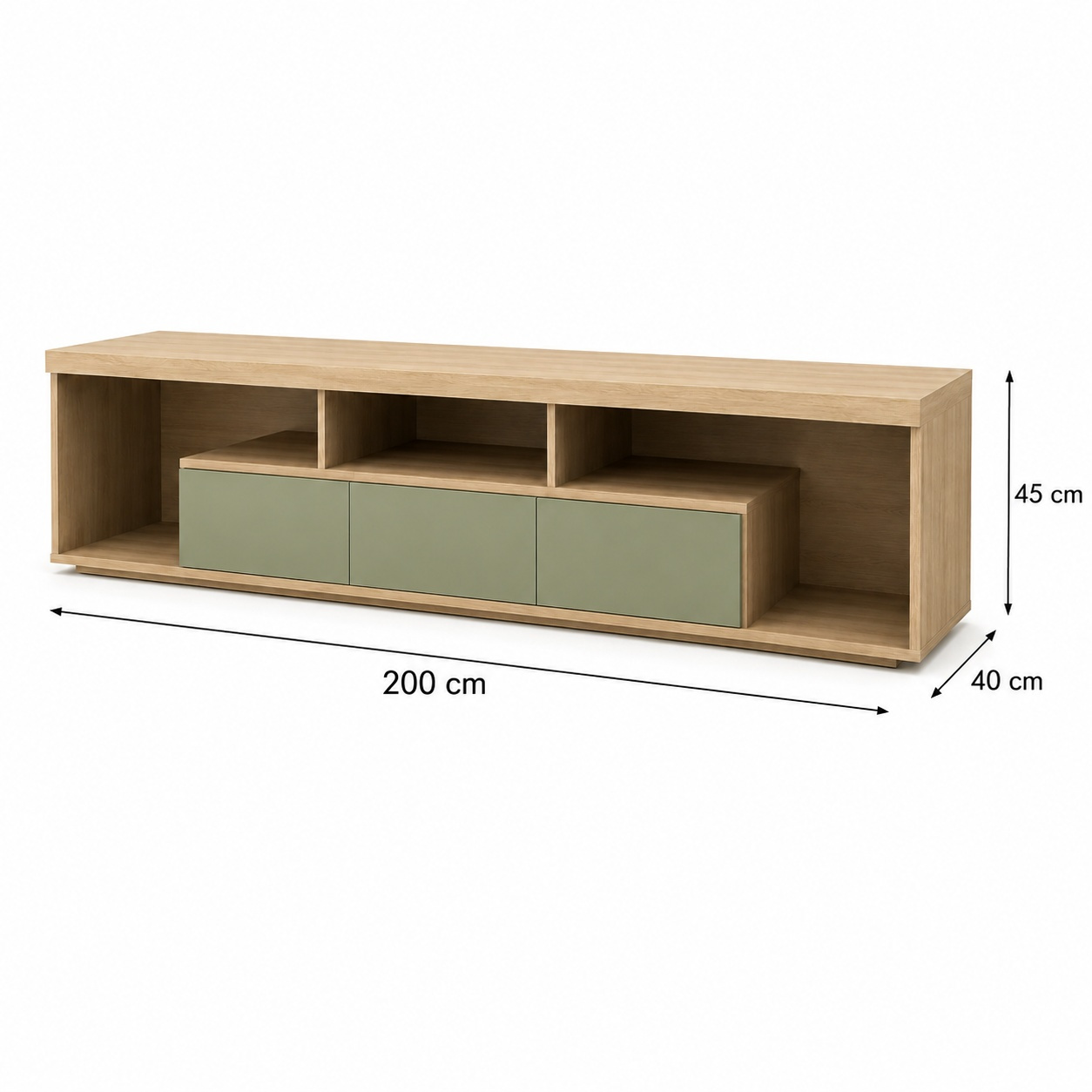 MESA DE TV MINIMALISTA KAORI ROVERE Y AGAVE 200 CM DE LARGO CANTO GRUESO - 3