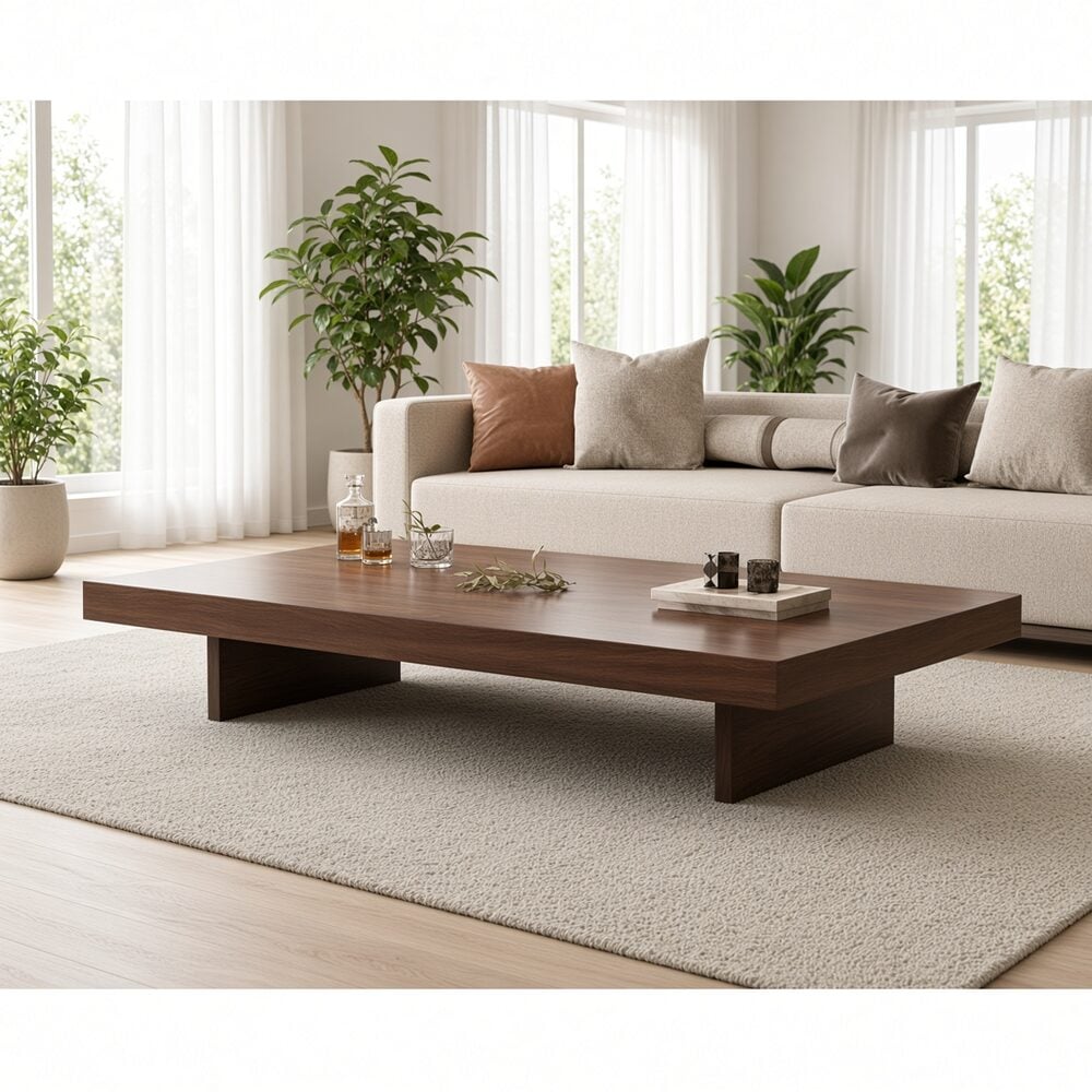MESA DE CENTRO VALEN BAJA MINIMALISTA COLOR ESPRESSO TU MESITA CANTO DELGADO - 1