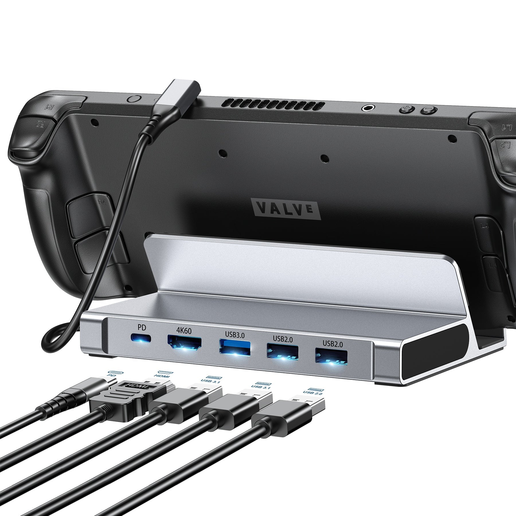DOCKING STATION USB-C 5 EN 1 HUB GAMING HDMI 4K 60HZ 100W STEAM DECK - 1