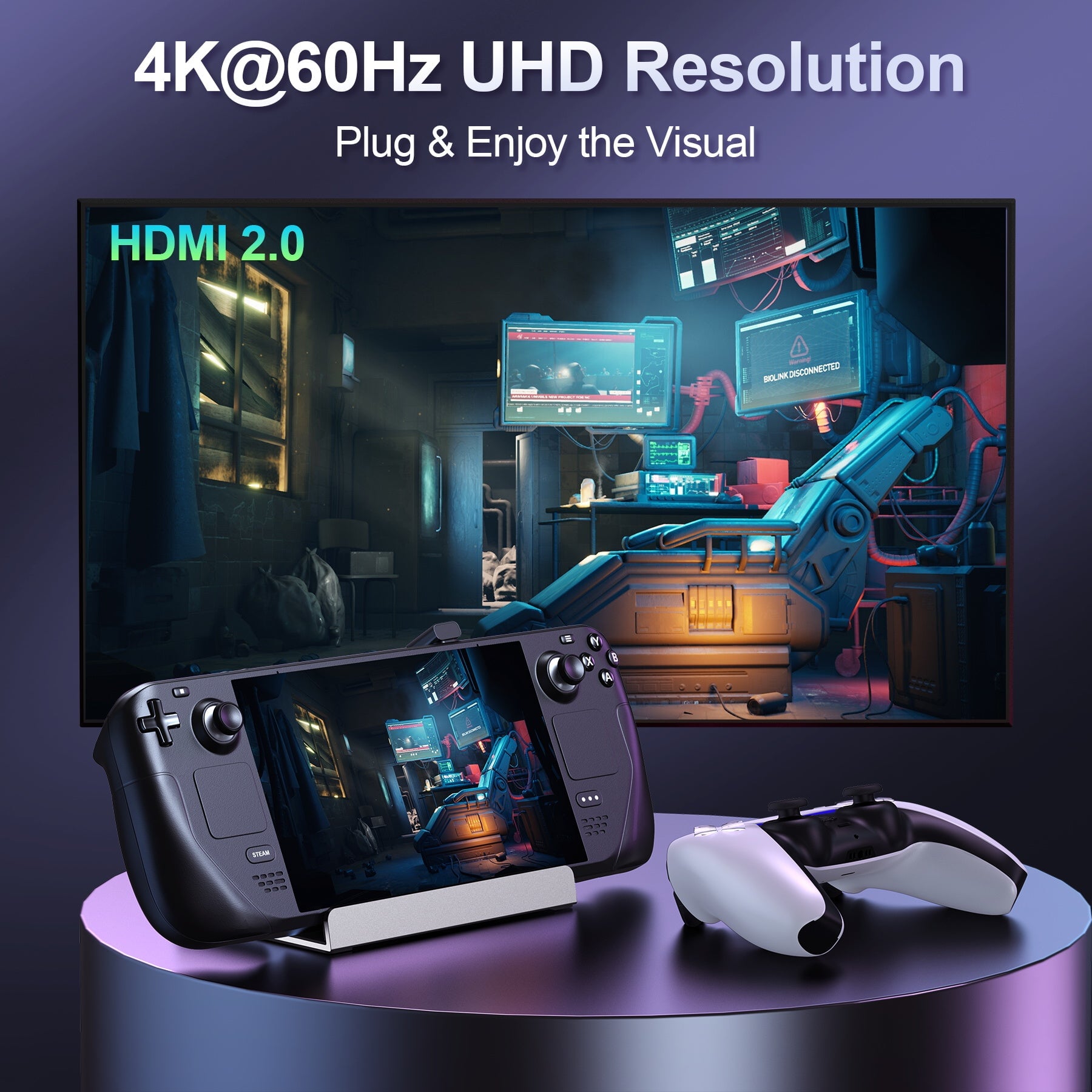 DOCKING STATION USB-C 5 EN 1 HUB GAMING HDMI 4K 60HZ 100W STEAM DECK - 3