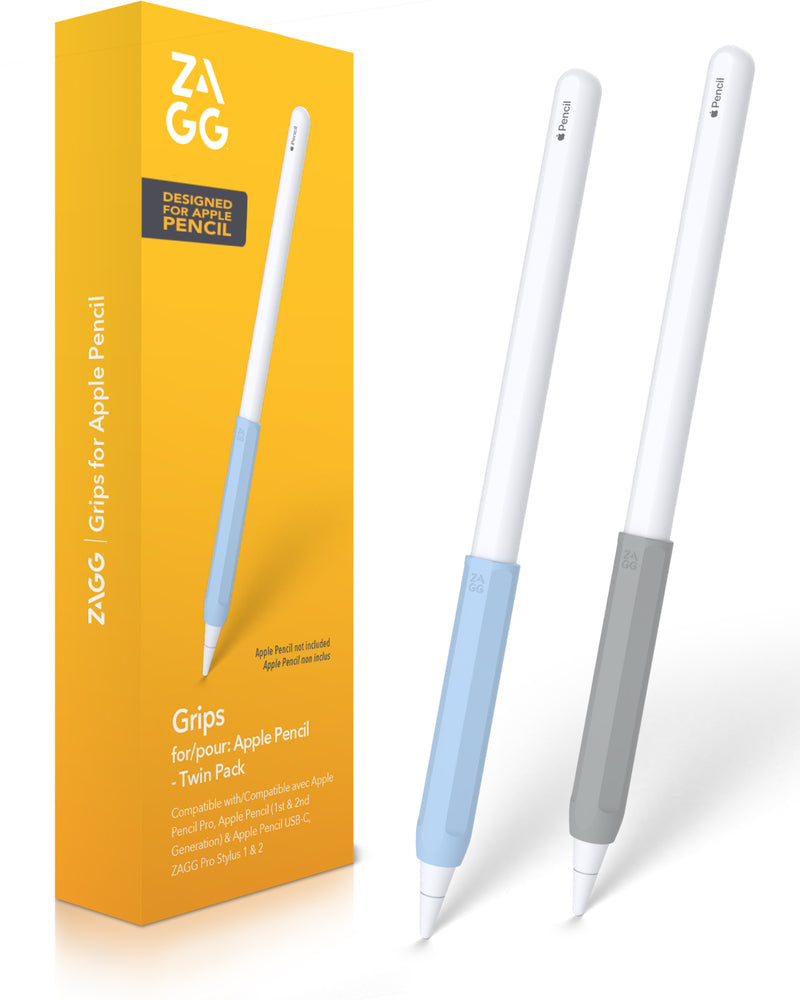 GRIP DE SILICONA ZAGG PARA APPLE PENCIL - SET DE 2 UNIDADES COLOR AZUL/GRIS - 1