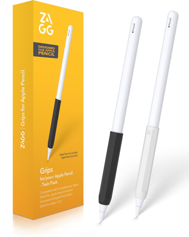 GRIP DE SILICONA ZAGG PARA APPLE PENCIL - SET DE 2 UNIDADES COLOR NEGRO/BLANCO - 1