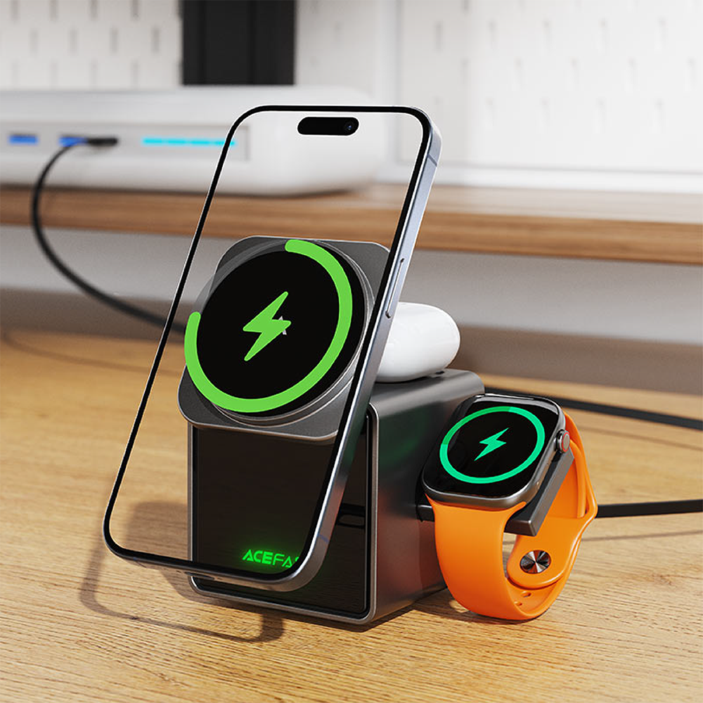 ESTACIÓN DE CARGA INALÁMBRICA 3 EN 1 ACEFAST E34 – DISEÑO FLIP ELÉCTRICO, NEGRO - 6