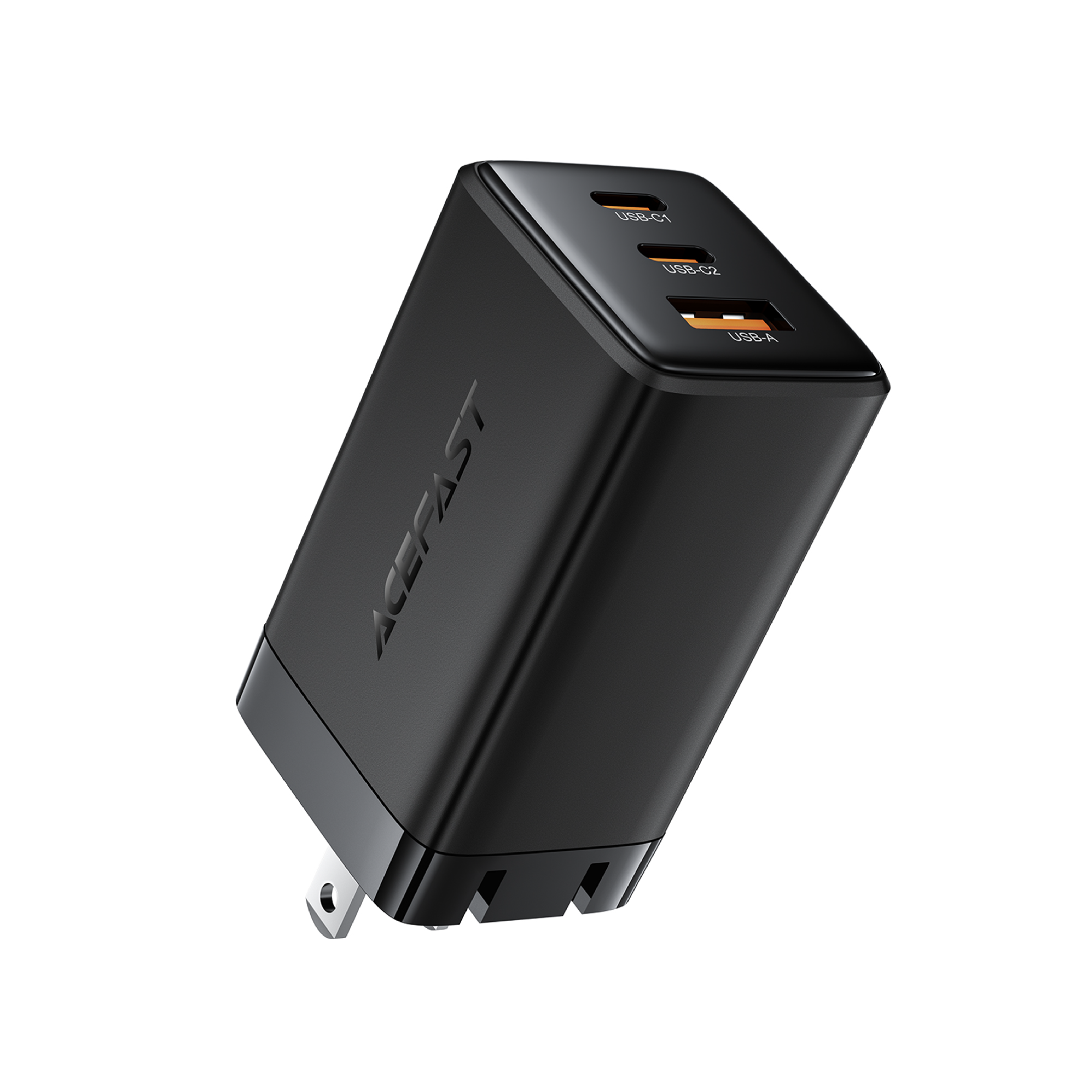 CARGADOR DE PARED ACEFAST A144 GAN 65W – 3 PUERTOS (2 USB-C + 1 USB-A), NEGRO - 1