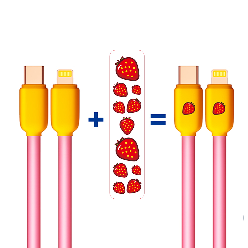 CABLE YOOKIE STRAWBERRY BAR USB-C A LIGHTNING - 3