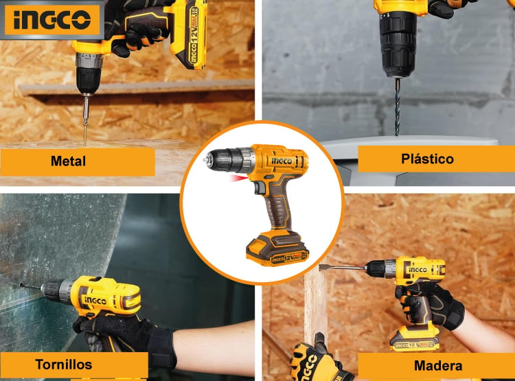 TALADRO ATORNILLADOR INALÁMBRICO INGCO 12V 1.5AH + BATERÍA + CARGADOR CDLI1218 - 4