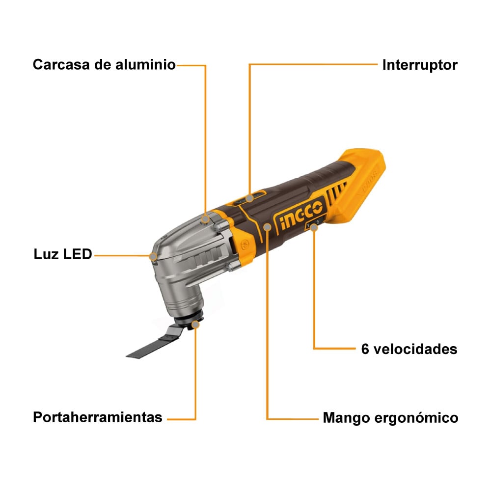 HERRAMIENTA MULTIFUNCIÓN INGCO CMLI2022 20V + ACCESORIOS - 3