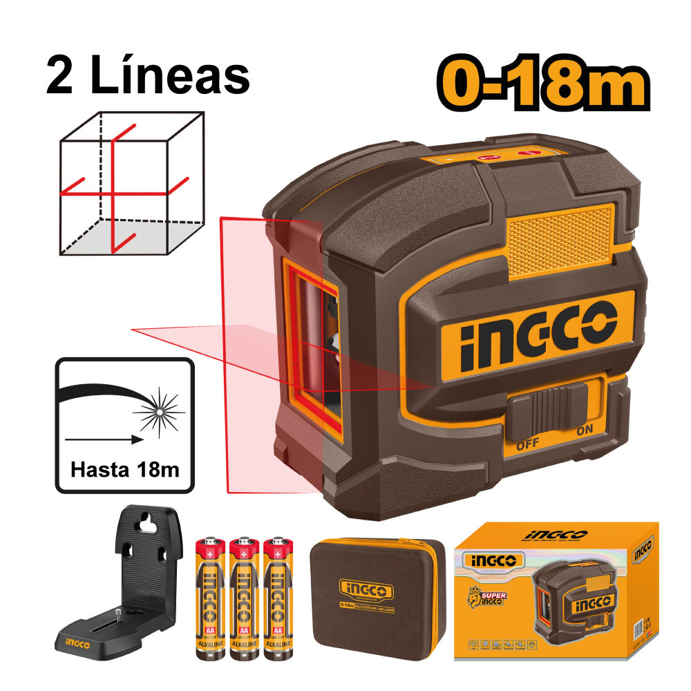 NIVEL LÁSER AUTONIVELANTE LÍNEA ROJO INGCO 18M HLL156503 - 1