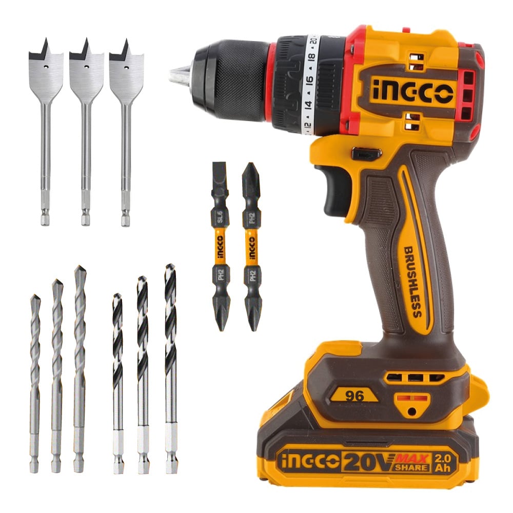 TALADRO ATORNILLADOR INALÁMBRICO BRUSHLESS CHUCK METÁLICO INGCO 20V 96NM CIDLI209681 - 3