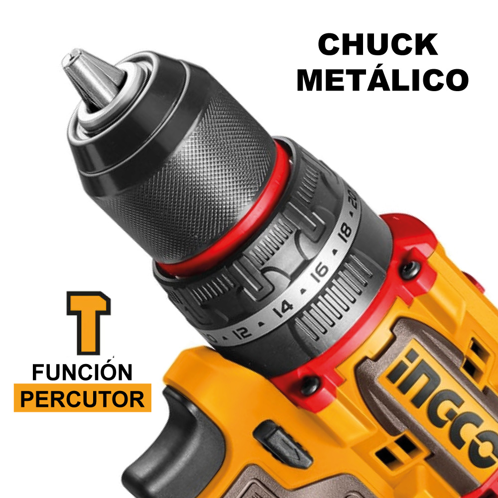 TALADRO ATORNILLADOR INALÁMBRICO BRUSHLESS CHUCK METÁLICO INGCO 20V 96NM CIDLI209681 - 4