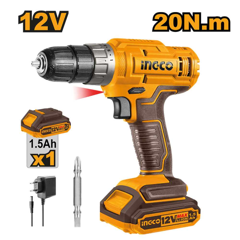 COMBO TALADRO ATORNILLADOR INGCO 12V CDLI1218 + PISTOLA PARA PINTAR INGCO 450W SPG3508 - 2