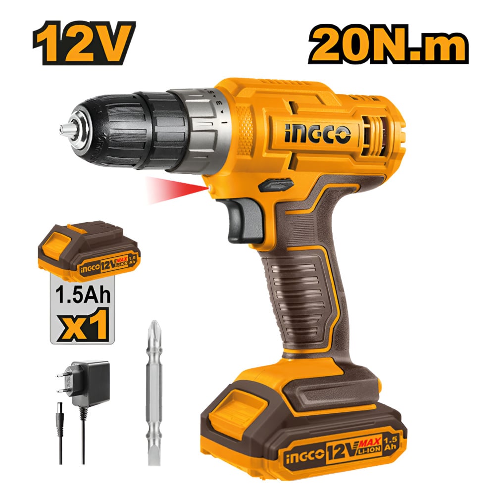 COMBO ATORNILLADOR INGCO 12V CDLI1218 + PISTOLA PINTAR 450W SPG3508 + PISTOLA CALOR 2000W HG200078 - 2