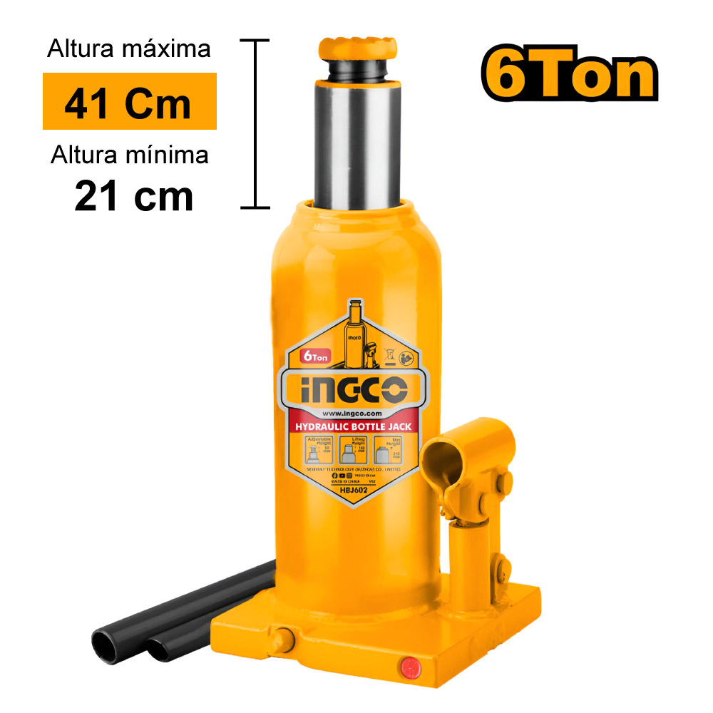 GATA HIDRÁULICA TIPO BOTELLA 6 TONELADAS INGCO HBJ602 - 2