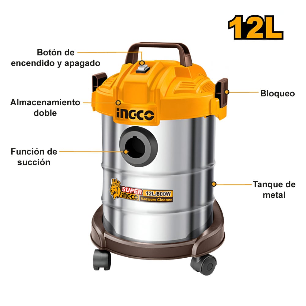 ASPIRADORA INGCO 800W 12L VC14122 - 2