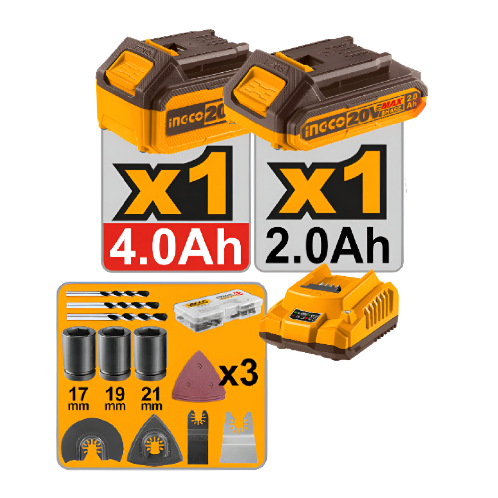 KIT INGCO PERCUTOR 66NM + LLAVE IMPACTO 500NM + SIERRA CIRCULAR 140MM + MULTIHERRAMIENTA COSLI241169 - 4