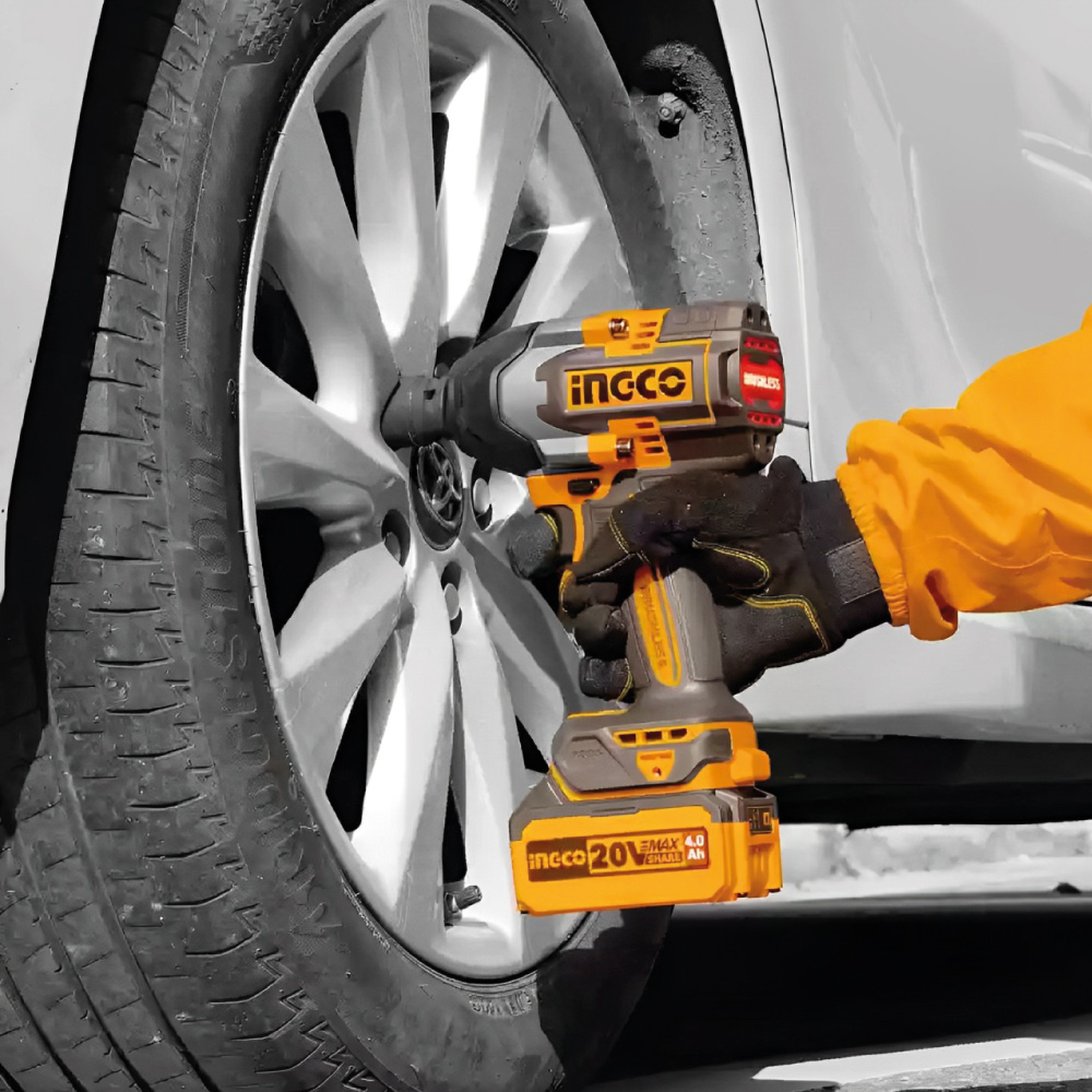 KIT LLAVE DE IMPACTO BRUSHLESS INGCO 850NM + LINTERNA PORTÁTIL LED + 2 BATERÍAS 5AH COSLI241181 - 6