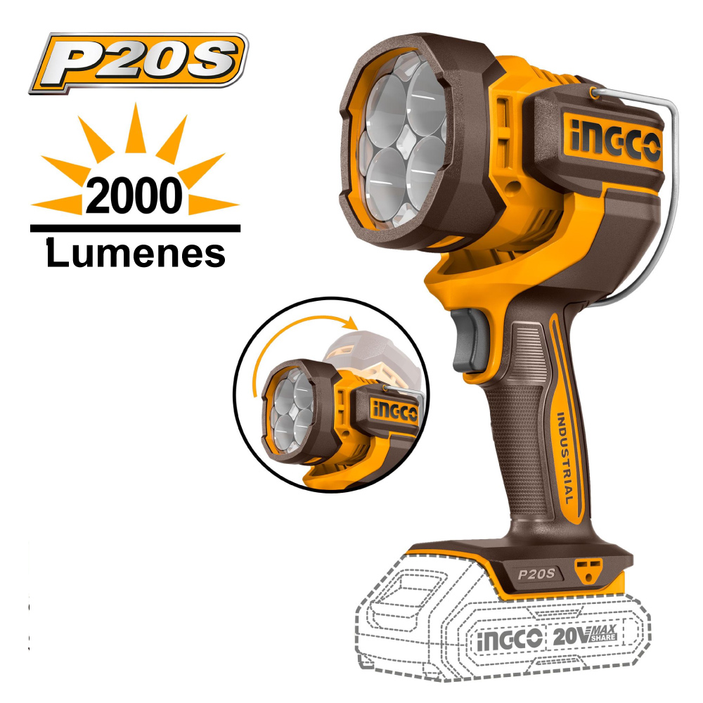 KIT LLAVE DE IMPACTO BRUSHLESS INGCO 850NM + LINTERNA PORTÁTIL LED + 2 BATERÍAS 5AH COSLI241181 - 8
