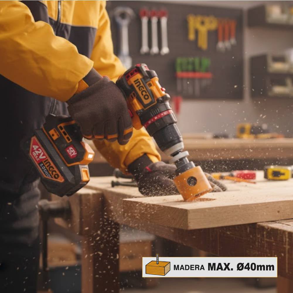 EL TALADRO PERCUTOR BRUSHLESS CHUCK METÁLICO INGCO 42V 69NM + 1 BATERÍA CON CARGADOR CIDLI426981 - 5
