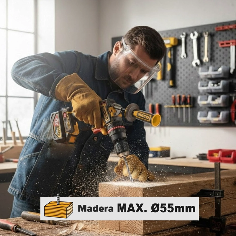 TALADRO PERCUTOR BRUSHLESS CHUCK METÁLICO INGCO 42V 99NM + 2 BATERÍAS CON CARGADOR CIDLI429982 - 5