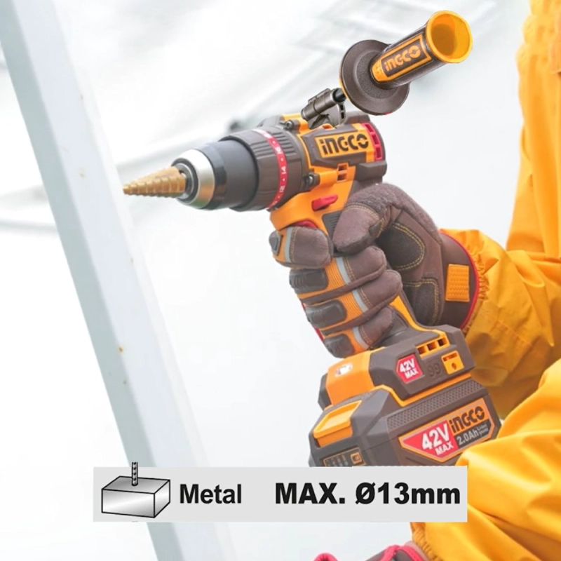 TALADRO PERCUTOR BRUSHLESS CHUCK METÁLICO INGCO 42V 99NM + 2 BATERÍAS CON CARGADOR CIDLI429982 - 6