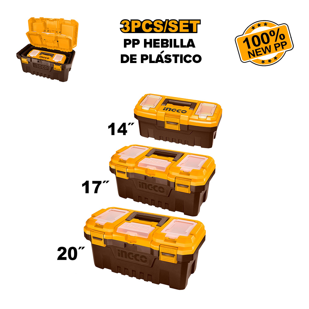 SET 3 CAJAS DE HERRAMIENTAS INGCO 14” 17” 20” PBXK0301 - 1