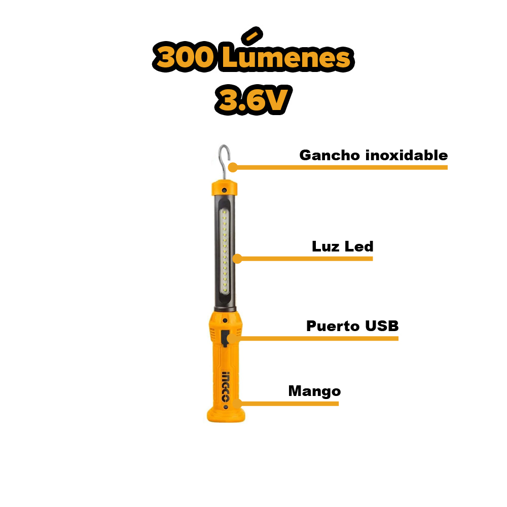 KIT LLAVE DE IMPACTO BRUSHLESS INGCO 20V 400NM + LÁMPARA + DADOS + PUNTILLAS COSLI23048 - 4