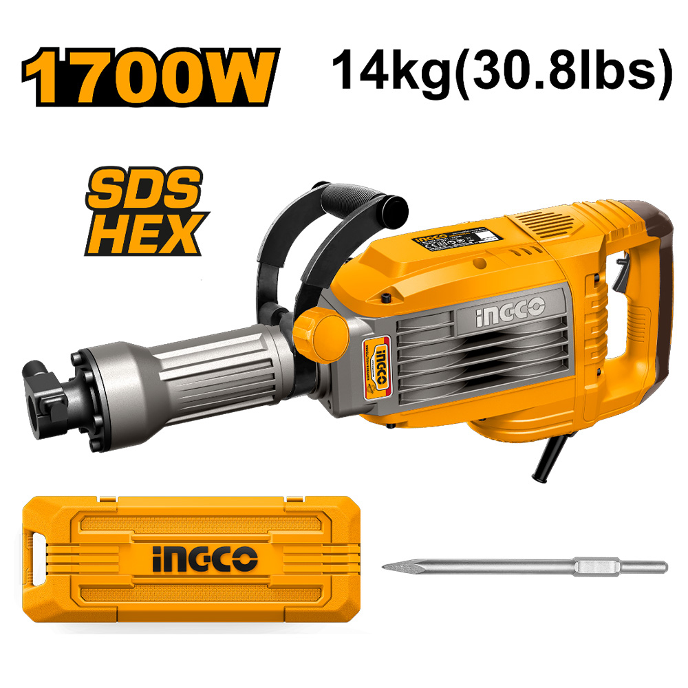 MARTILLO DEMOLEDOR HEXAGONAL INGCO 1700W 50J 14KG PDB170068 - 1