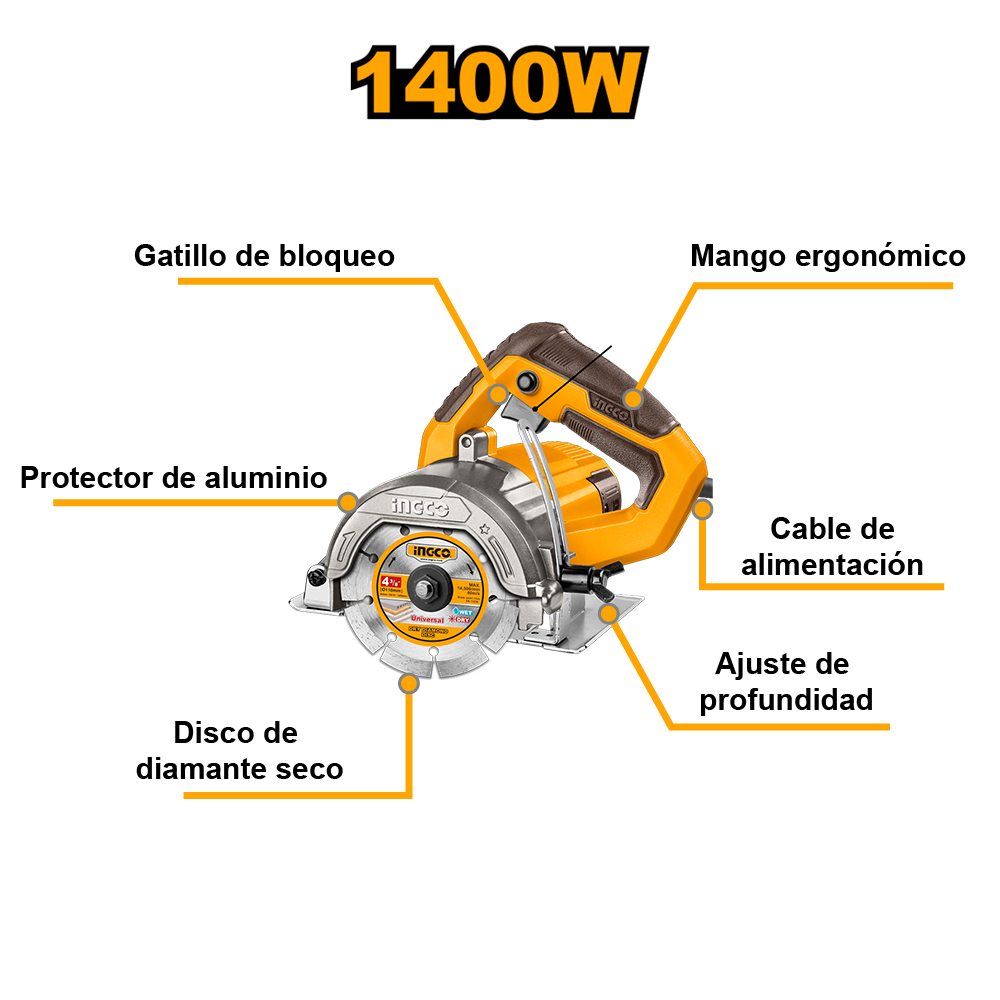 CORTADOR DE MÁRMOL 1400W 110MM 4-38″ MC140068 - 2