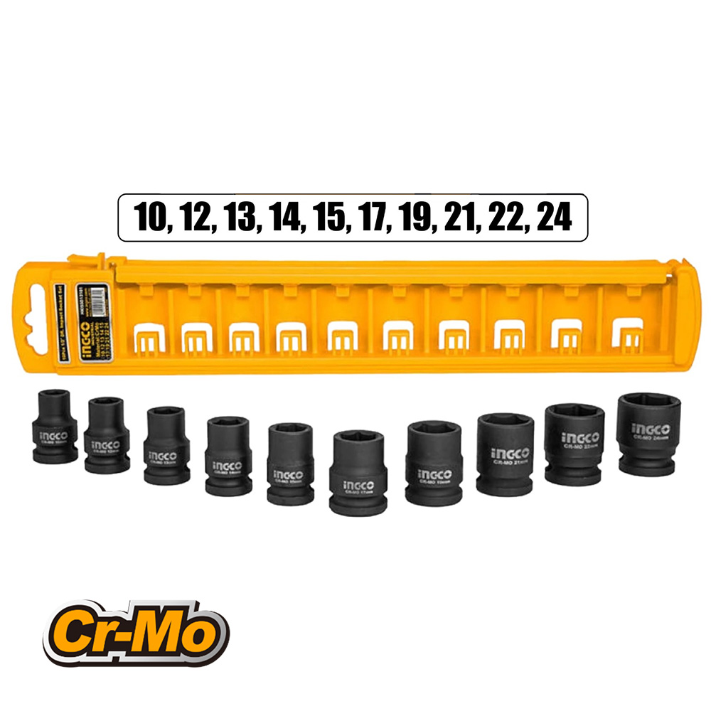 SET 10 DADOS DE IMPACTO INGCO 1/2' DE 10 A 24MM HKISSD12101 - 4