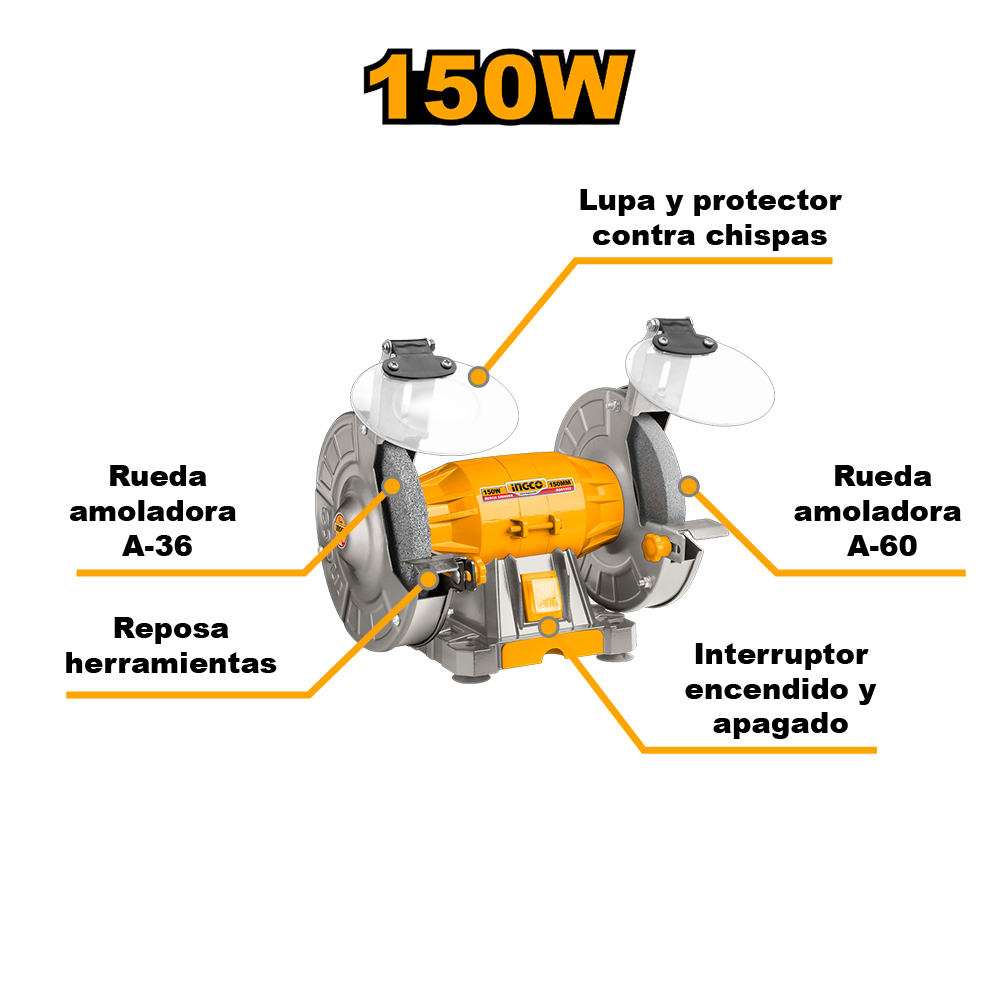 ESMERIL DE BANCO INGCO 150W BG61502-5 - 2