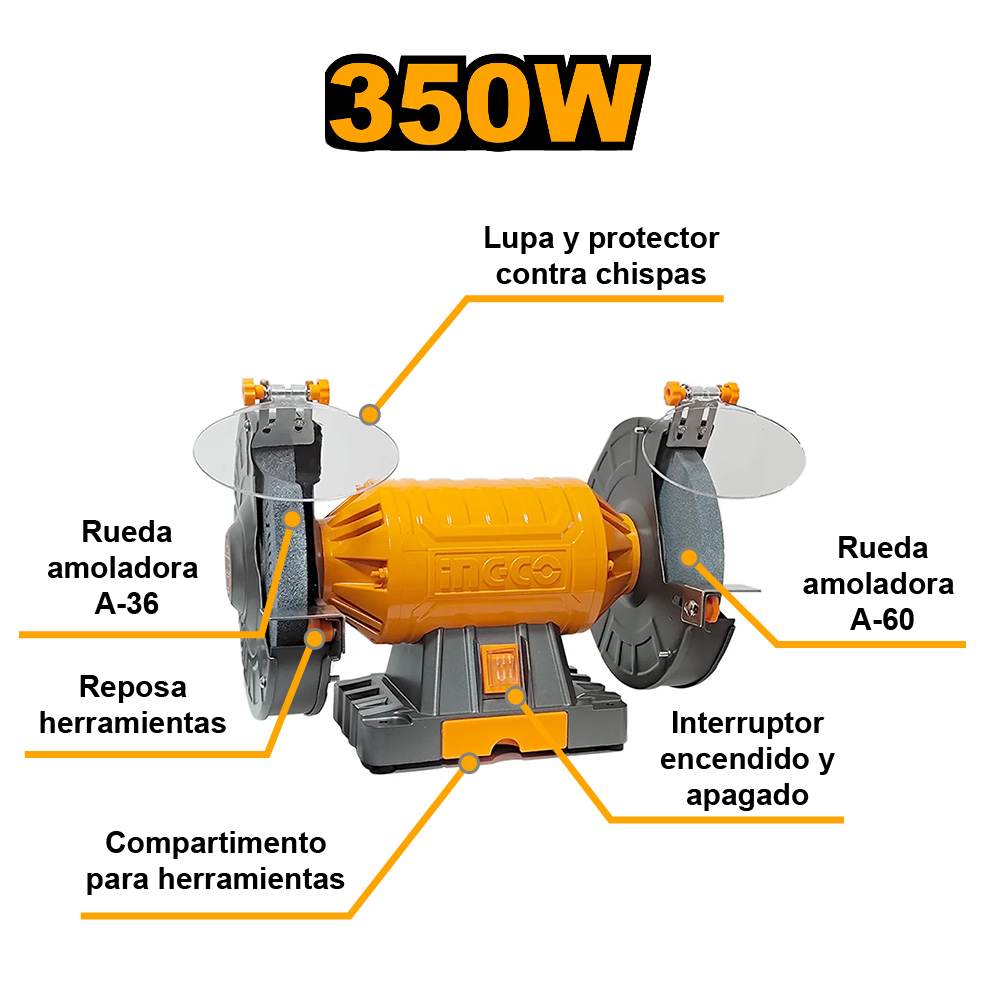ESMERIL DE BANCO INGCO 350W BG83502-5 - 2