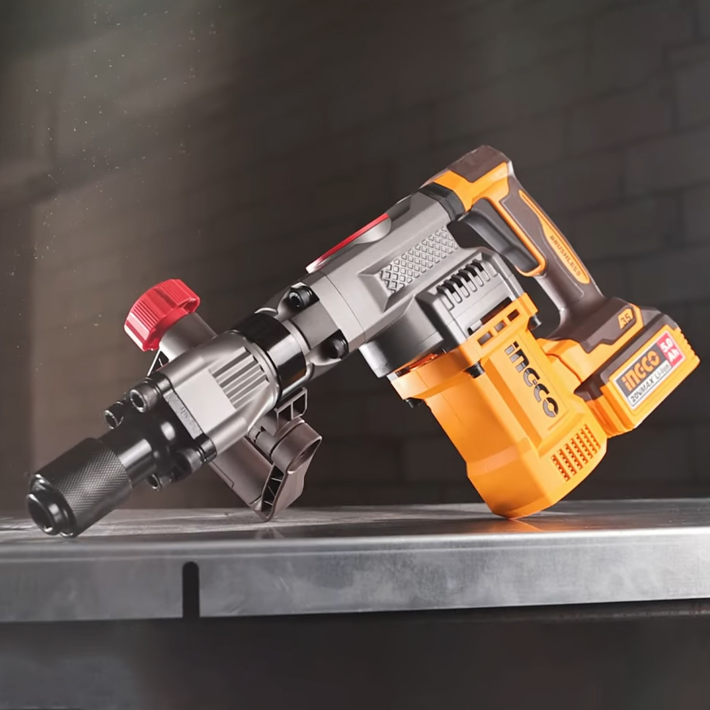 MARTILLO DEMOLEDOR BRUSHLESS INGCO 20V 35MM 16J SDS HEX + 2 BATERÍAS 5.0AH CDBLI203582 - 5
