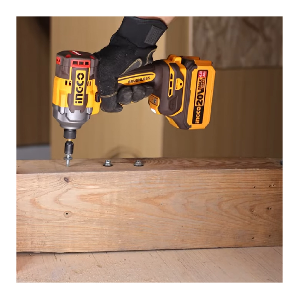 ATORNILLADOR DE IMPACTO BRUSHLESS INGCO 20V 285NM + 2 BATERÍAS 2.0AH CIRLI2028 - 5