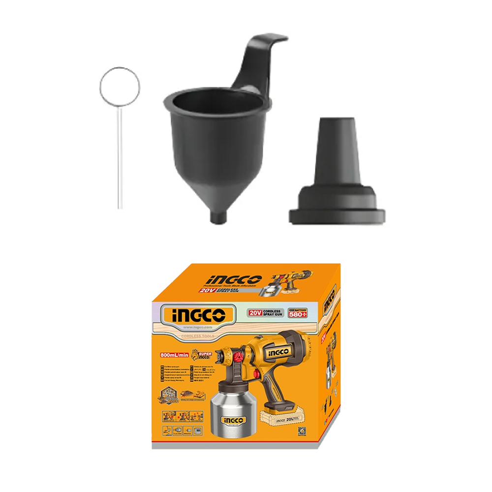 PISTOLA PARA PINTAR TANQUE INOXIDABLE INGCO 20V 800MLMIN 120DIN-S + BATERÍA 20AH + CARGADOR CSGLI20041 - 4