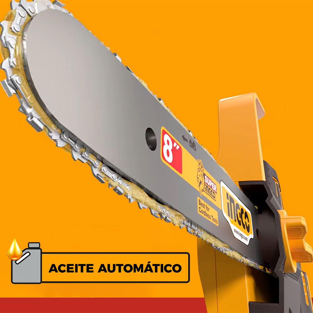 MOTOSIERRA INGCO 20V 8' 20CM 11M/S + 2 BATERÍAS 2.0AH + CARGADOR CGSLI20882 - 5