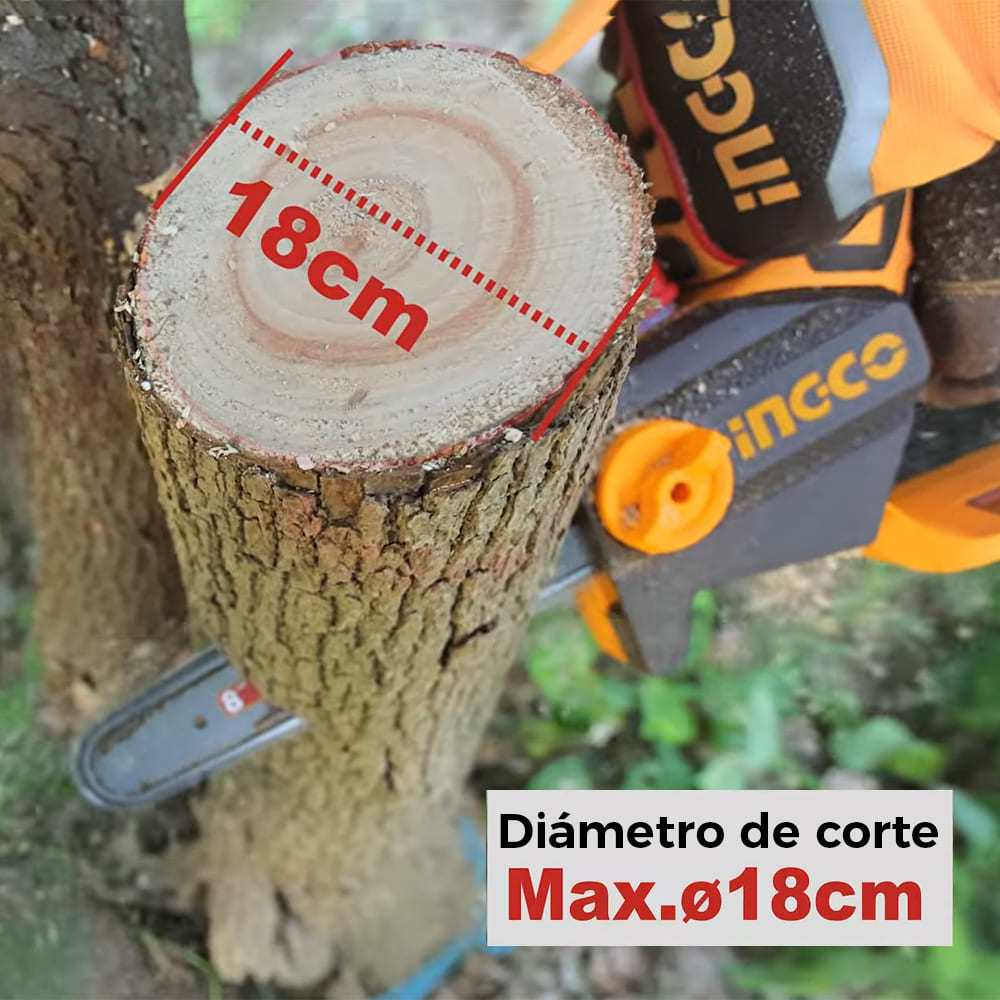 MOTOSIERRA INGCO 20V 8' 20CM 11M/S + 2 BATERÍAS 2.0AH + CARGADOR CGSLI20882 - 7