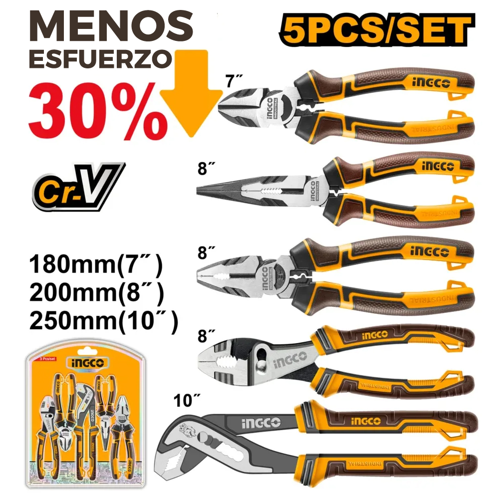 SET 5 PIEZAS DE ALICATES CR-V INGCO HKPS28588 - 1