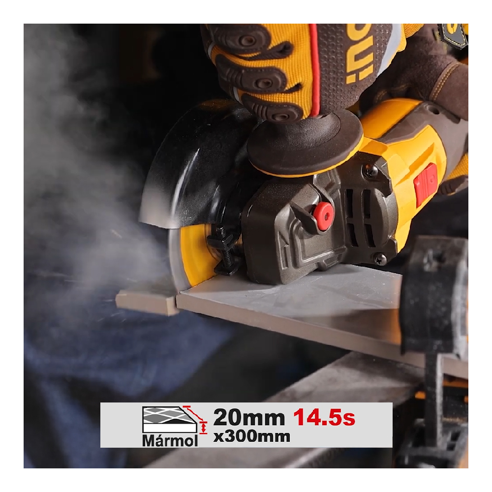 AMOLADORA ANGULAR BRUSHLESS INGCO 42V 1080W 4 1/2″ 115 MM + 2 BATERÍAS 2.0AH + CARGADOR CAGLI4108112 - 8