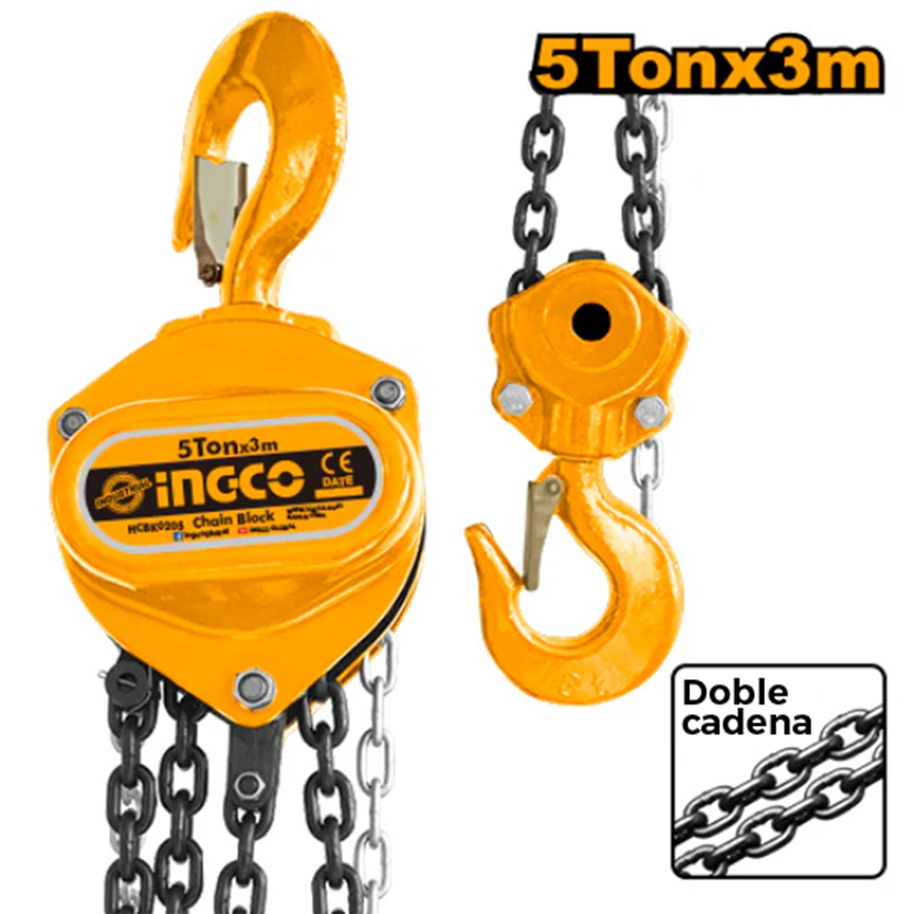 TECLE CON CADENA DE 5 TONELADAS INGCO HCBK0205 - 1