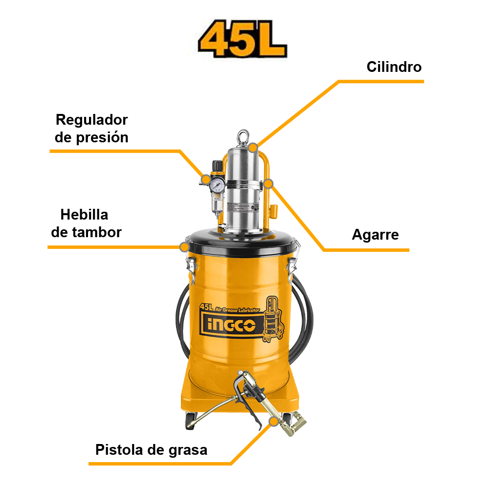 ENGRASADORA NEUMÁTICA INGCO 45L AGL02451 - 2