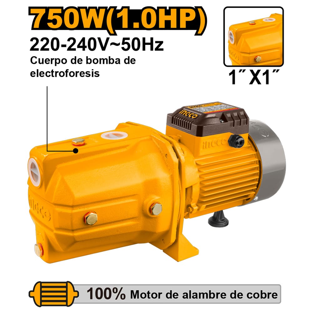BOMBA DE AGUA INGCO 750W 1HP JP07508-5 - 1