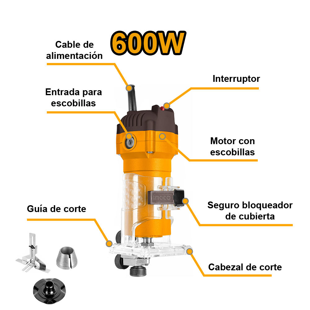 COMBO RUTEADORA 600W PLM6001 + FRESAS AKRT1201 + SIERRA CALADORA 570W JS57028 + LIJADORA 240W PS2416 - 2