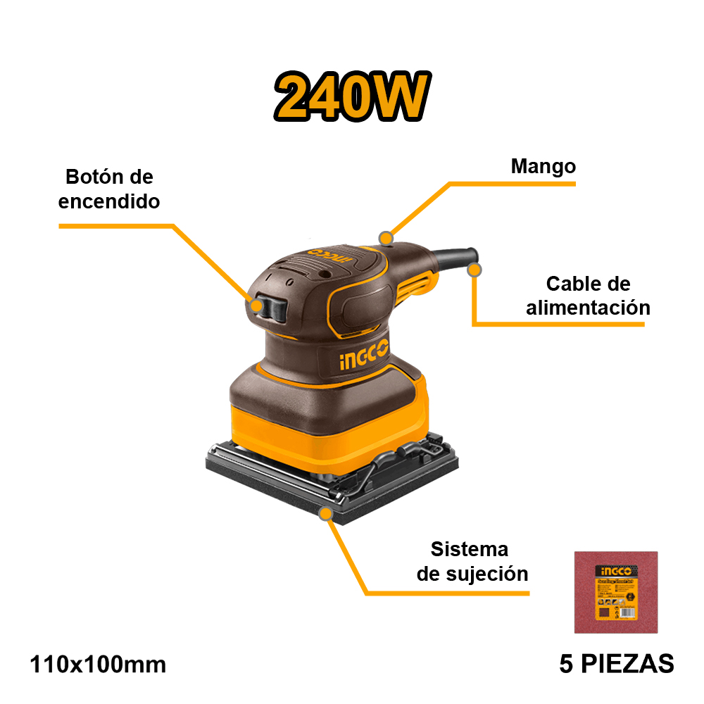 COMBO RUTEADORA INGCO 600W PLM6001 + SIERRA CALADORA 570W JS57028 + LIJADORA ORBITAL 240W PS2416 - 7